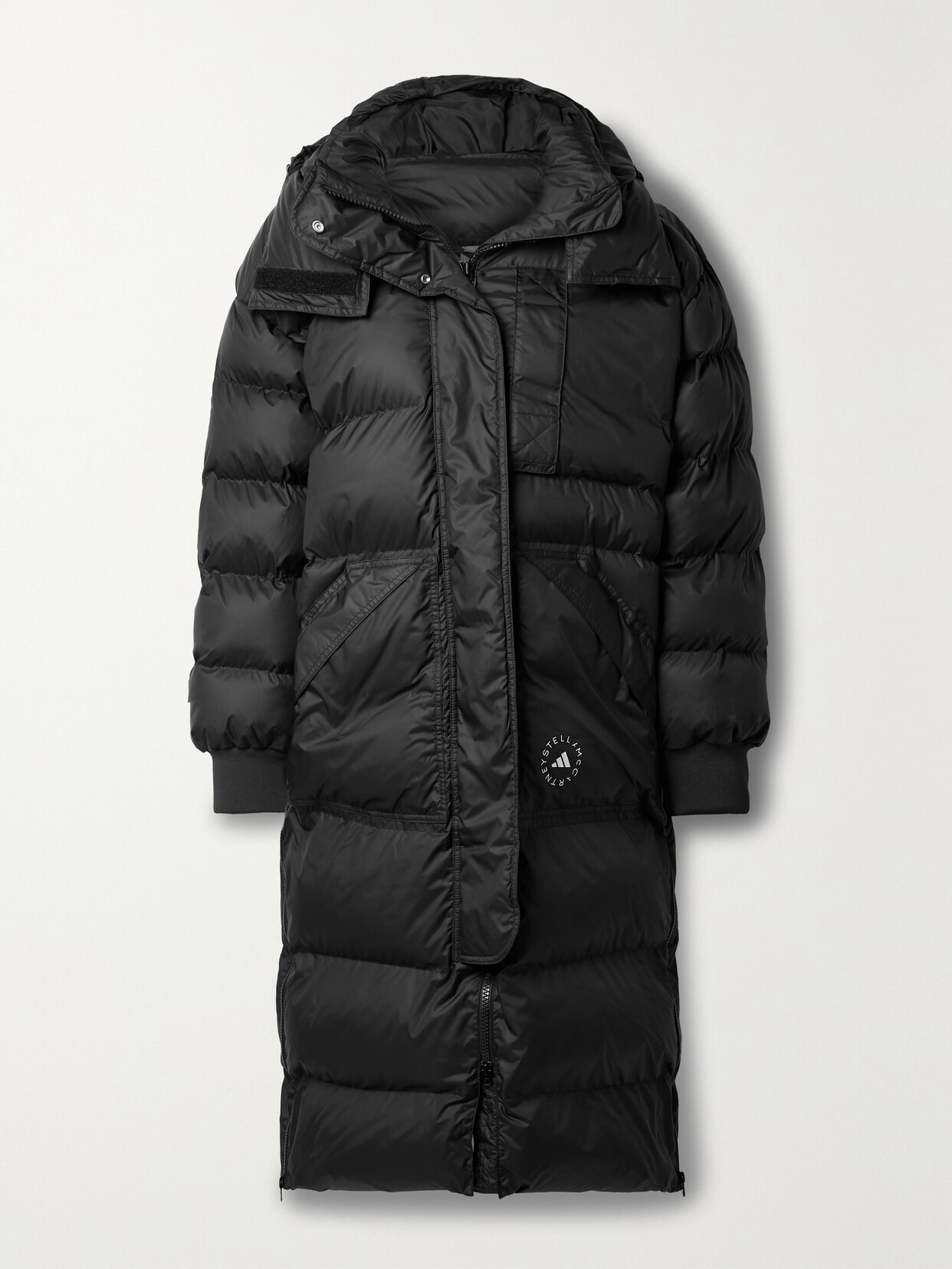 Shop Adidas By Stella Mccartney Truenature Quilted Padded Recycled-shell Hooded Jacket In Black