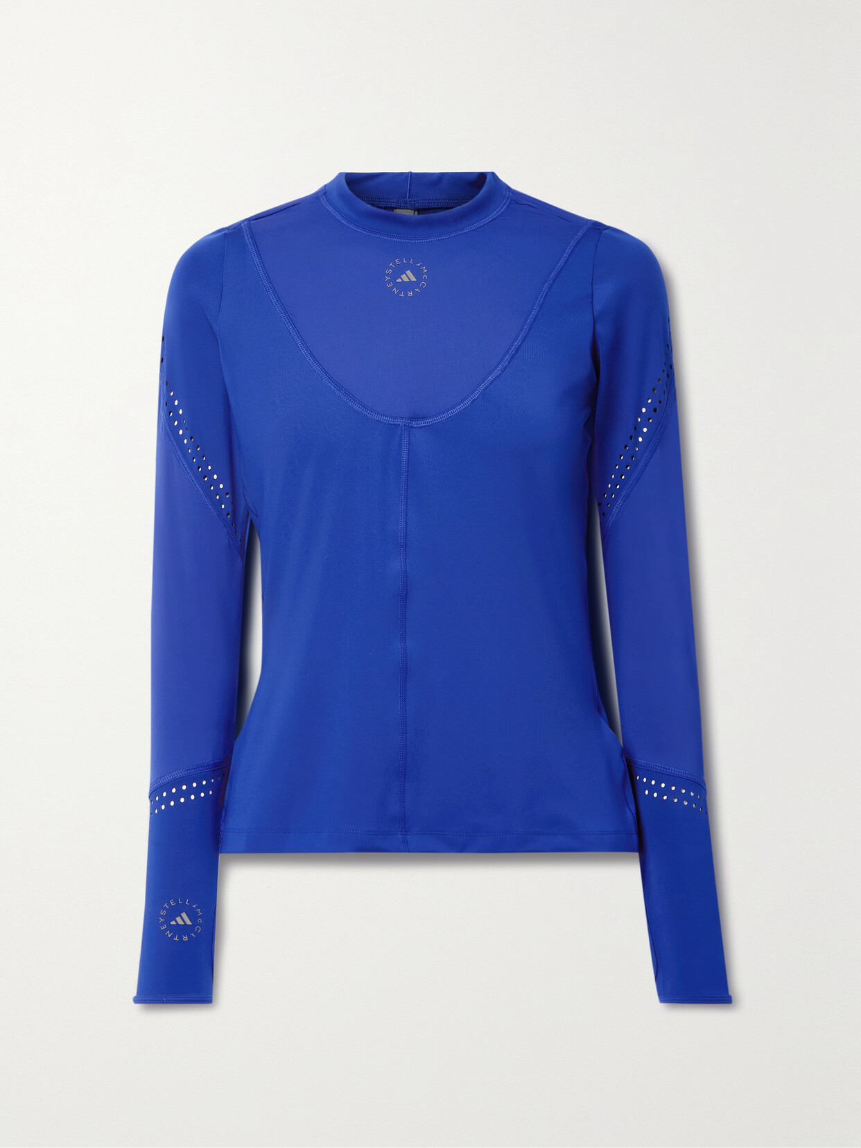 adidas by Stella McCartney - Truepurpose Perforated Printed Stretch Recycled Top - Blue