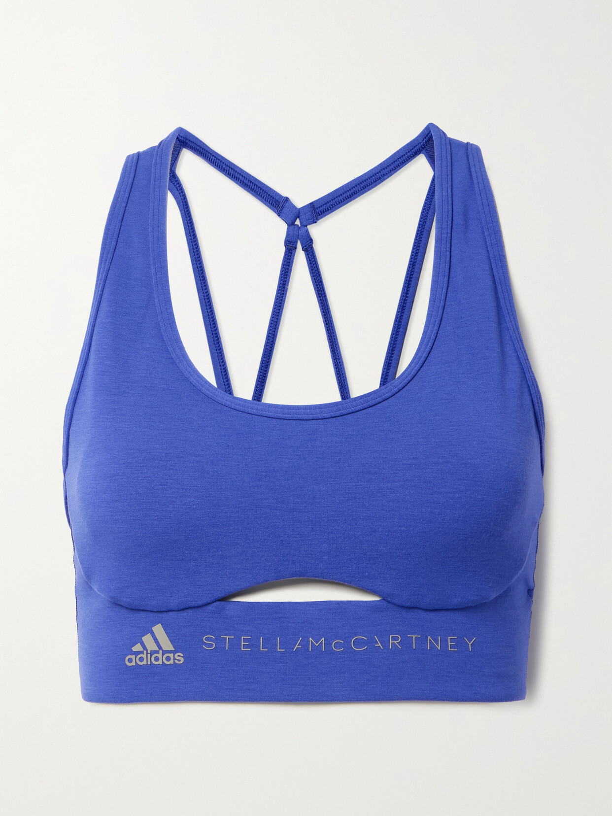 Shop Adidas By Stella Mccartney Truestrength Cutout Printed Sports Bra In Blue