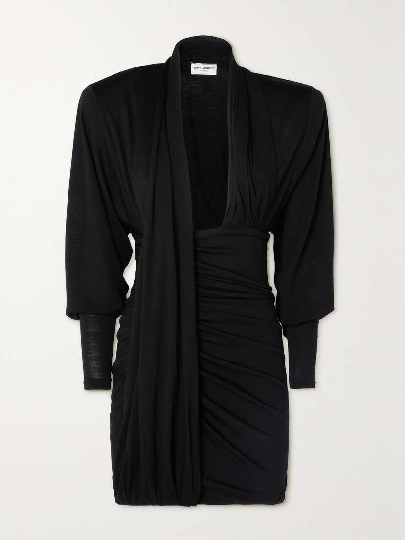 Saint Laurent Draped Wool-jersey Mini Dress