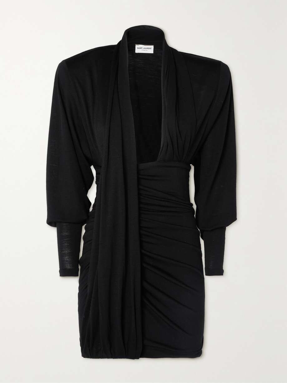 draped wool-jersey mini dress