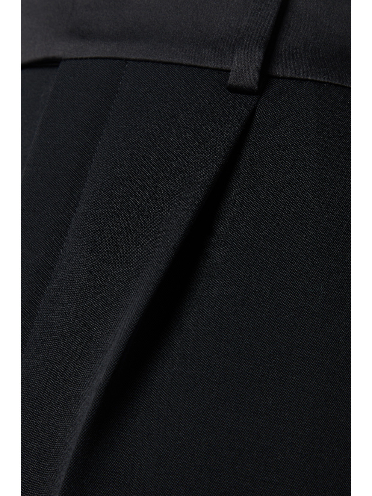 Saint Laurent Satin-trimmed Grain De Poudre Wool Wide-leg Pants In Black