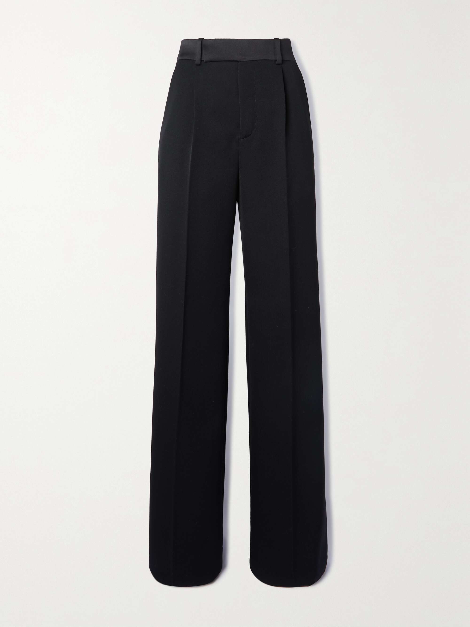 SAINT LAURENT Satin-trimmed grain de poudre wool wide-leg pants | NET-A ...