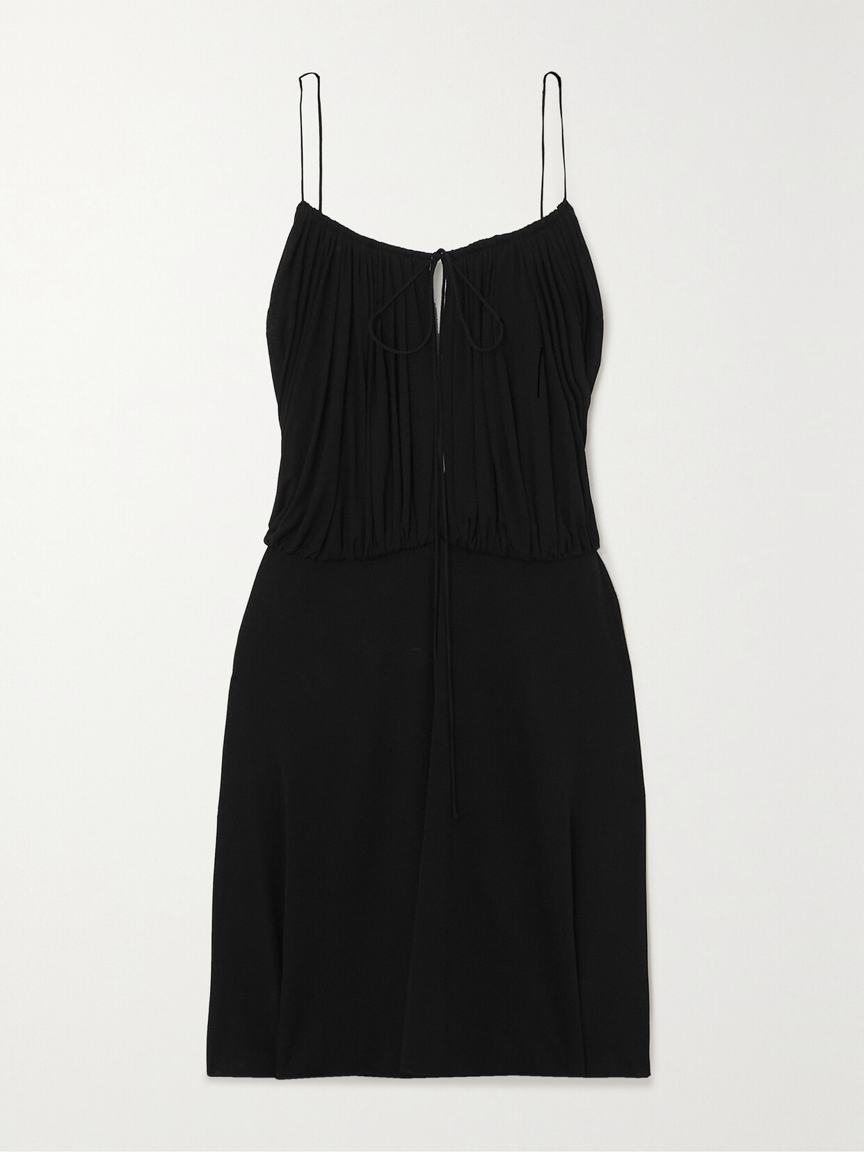 SAINT LAURENT Gathered Open-back Jersey Mini Dress - Black