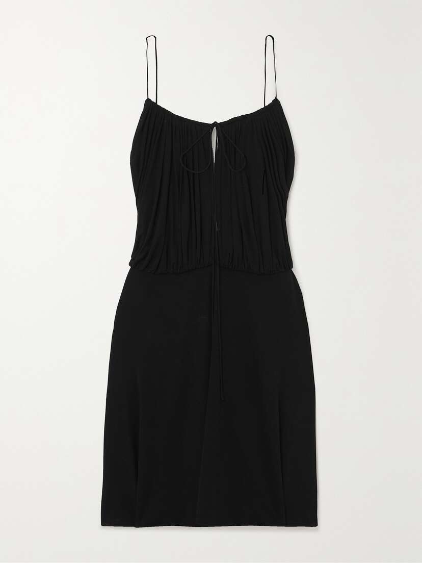 Saint Laurent Gathered Open-back Jersey Mini Dress
