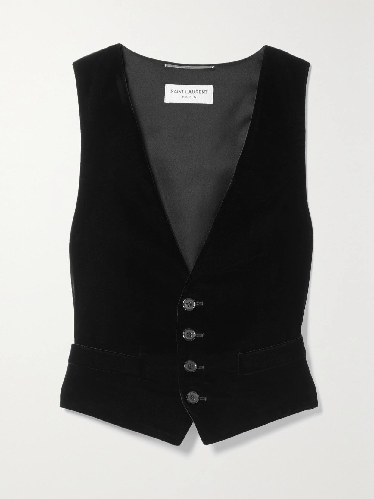 Saint Laurent Velvet Waistcoat In Black