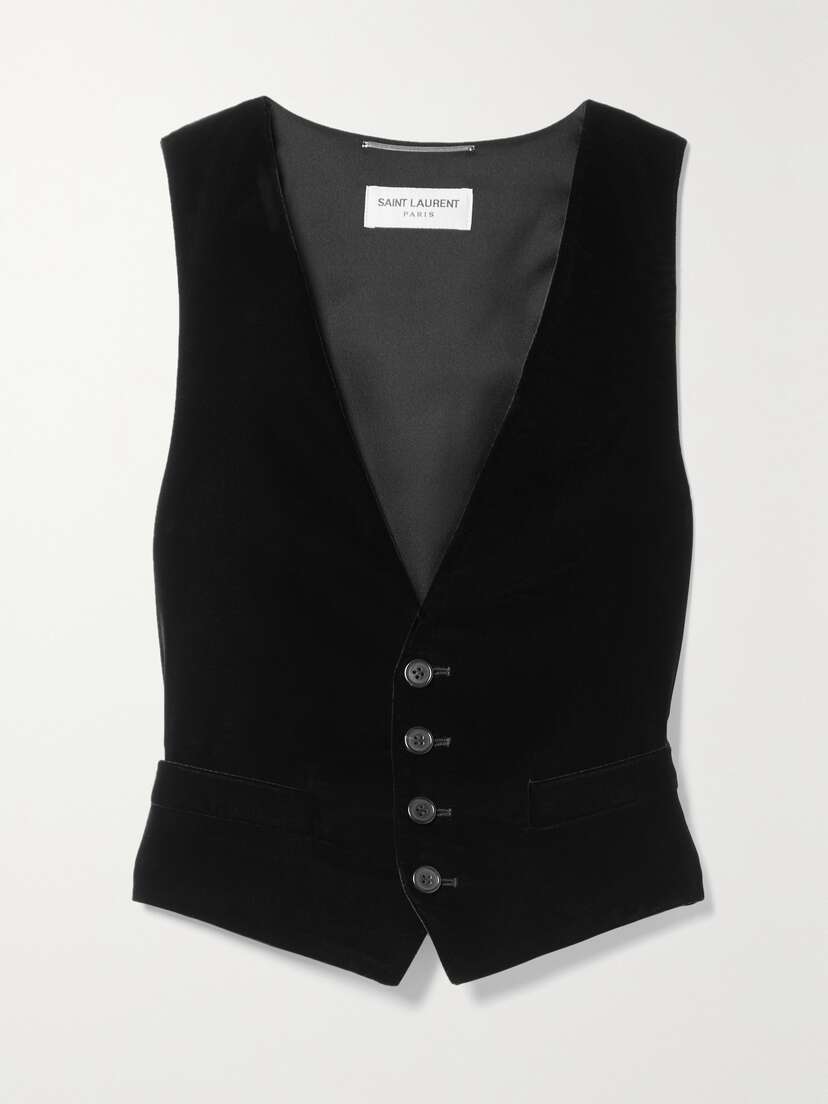 Saint Laurent Silk-satin And Velvet Vest