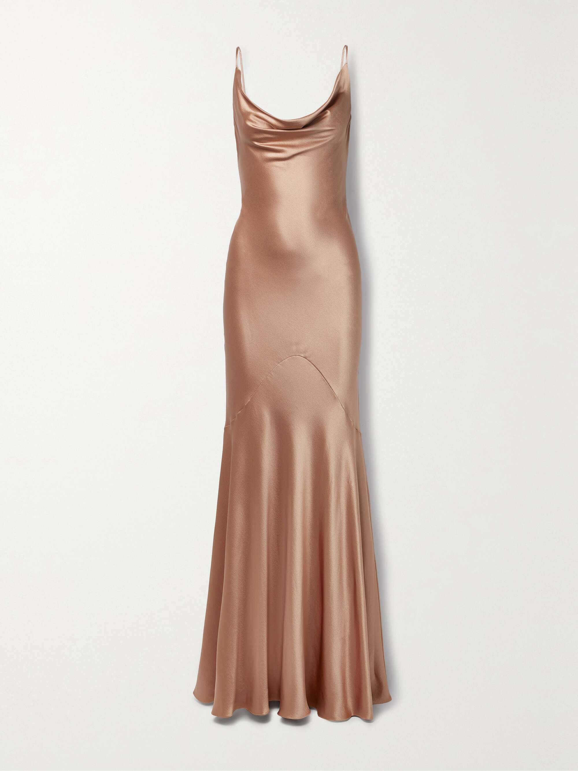 SAINT LAURENT Draped hammered silk-satin maxi dress