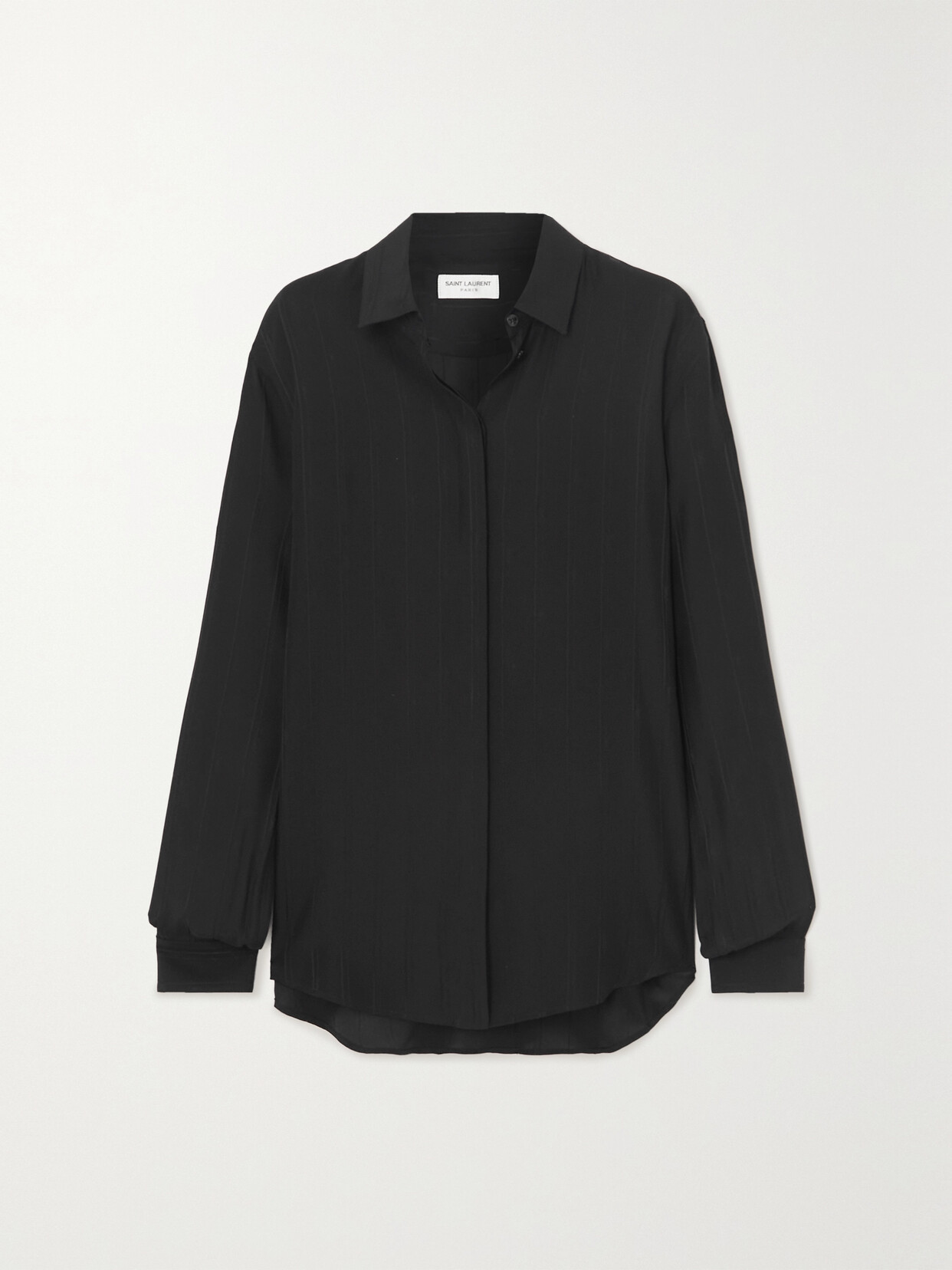 SAINT LAURENT - Striped Silk-georgette Shirt - Black