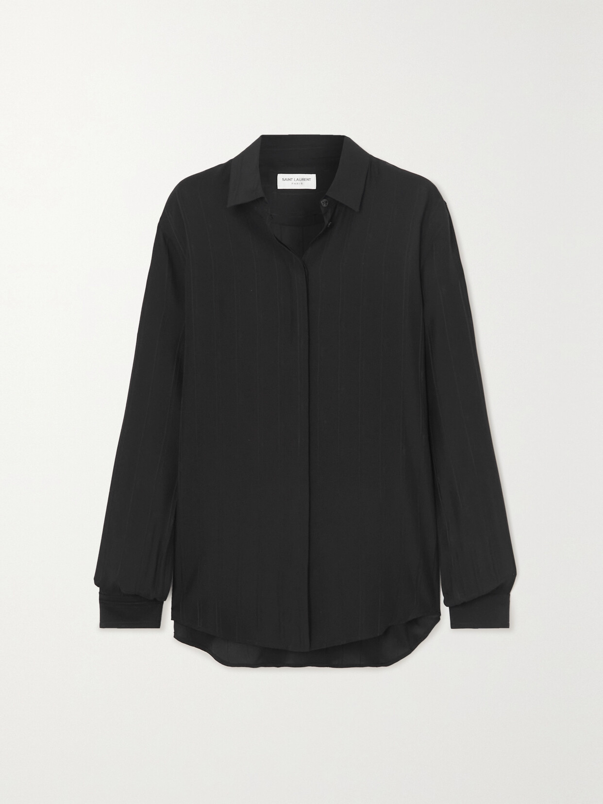 Saint Laurent Striped Silk-georgette Shirt In Black