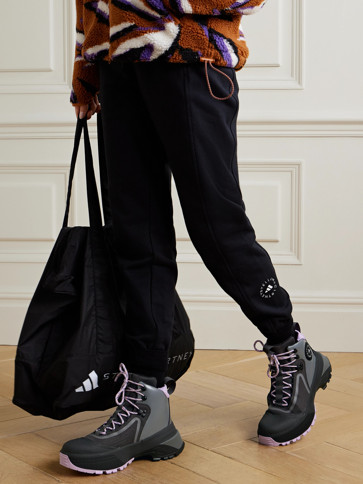 Shop Adidas By Stella Mccartney + Terrex Rubber-trimmed Leather And Felt Ankle Boots In Black