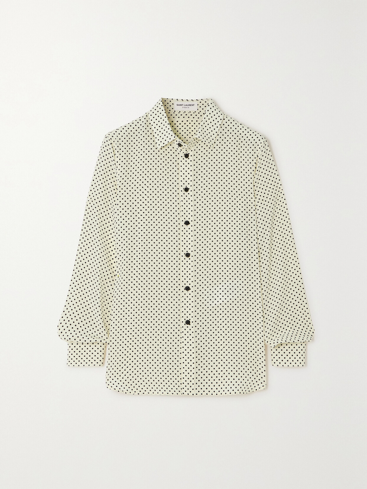 SAINT LAURENT Polka-dot Silk Crepe De Chine Shirt - Black