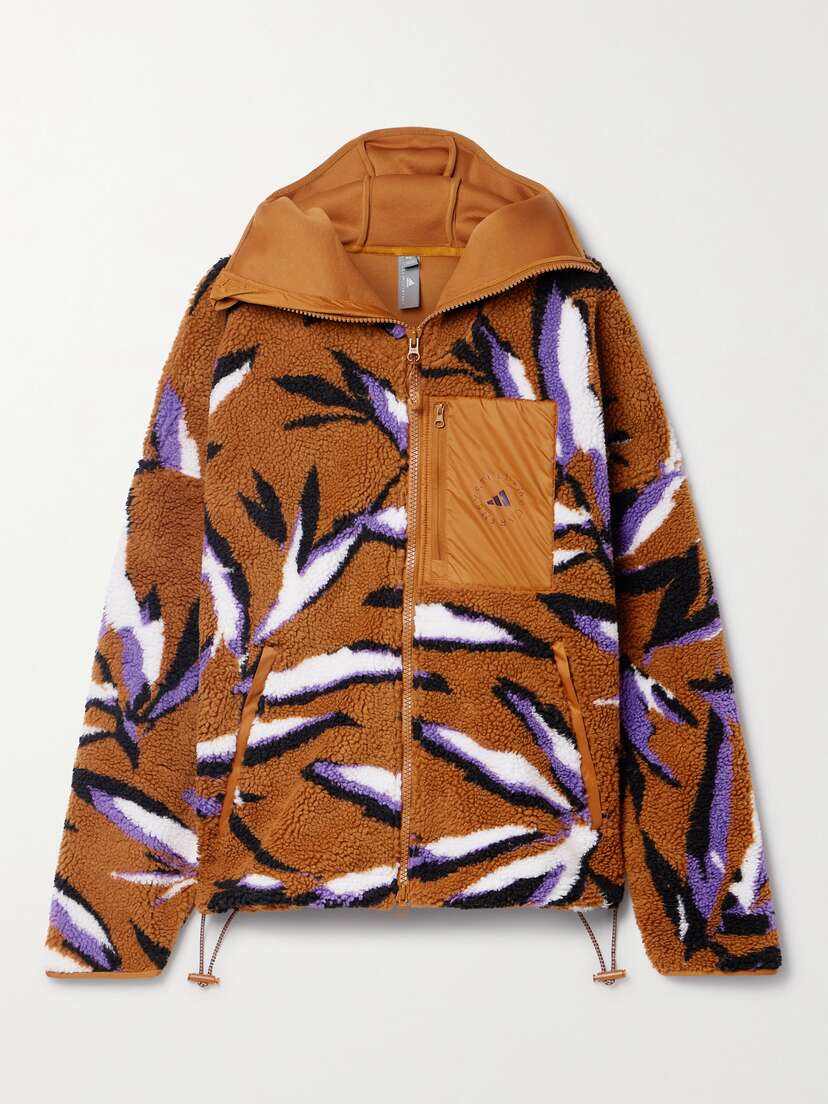 adidas by Stella McCartney Hooded Shell-trimmed Recycled Fleece-jacquard Jacket