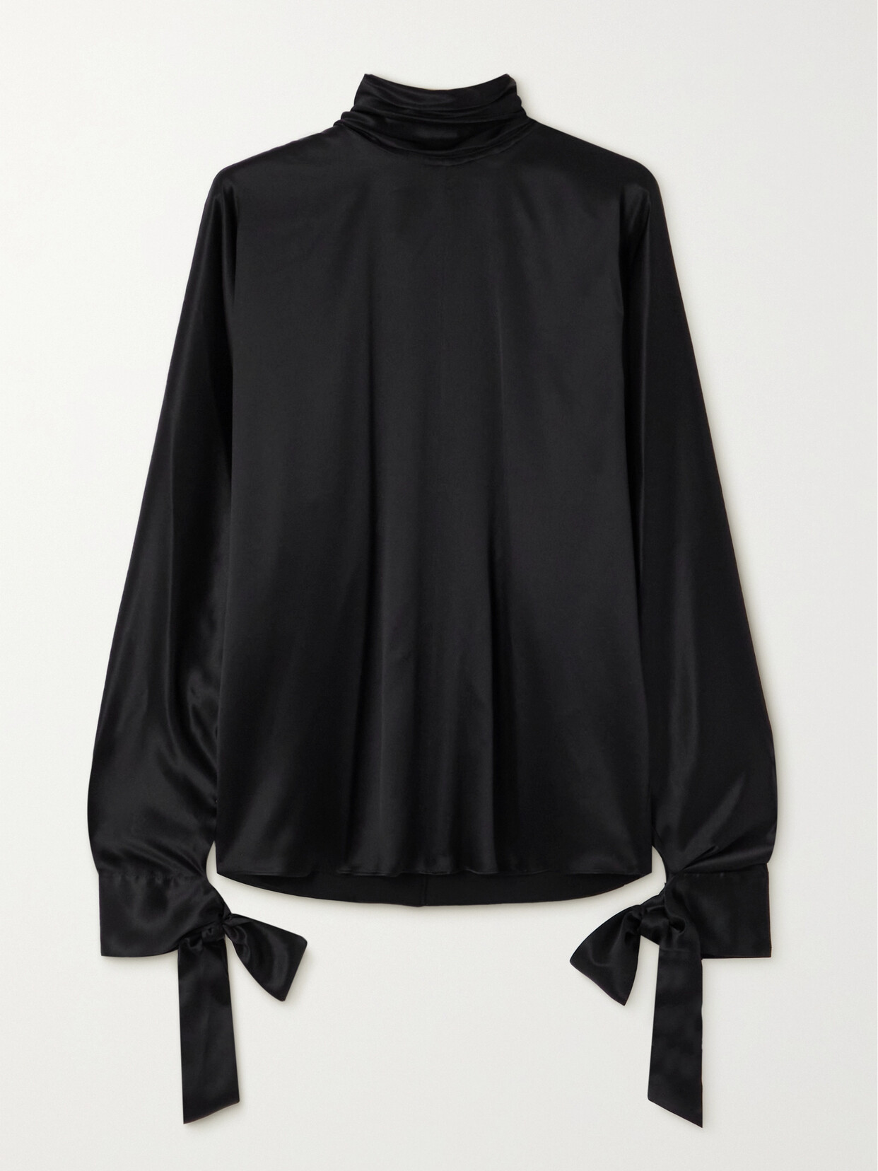 SAINT LAURENT Tie-detailed Duchesse Silk-satin Blouse - Black