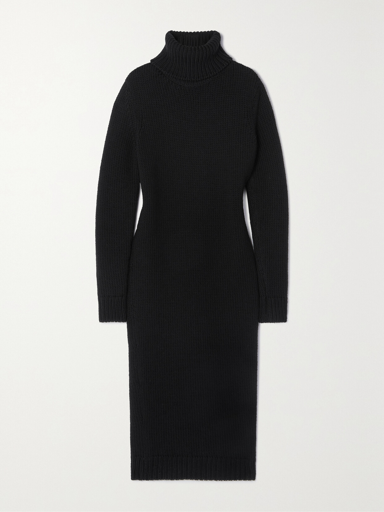 SAINT LAURENT - Wool Turtleneck Midi Dress - Black