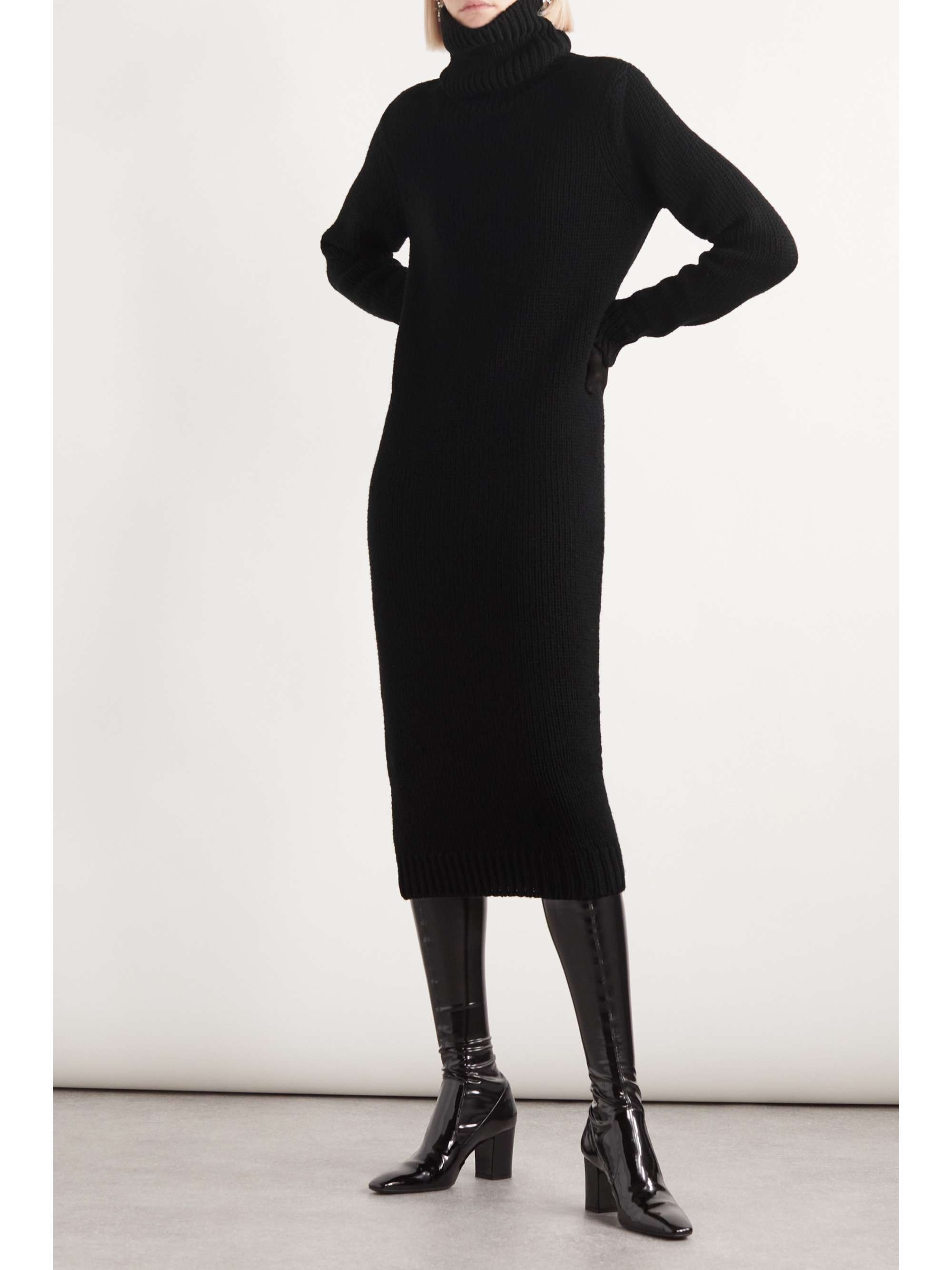 Wool turtleneck midi dress