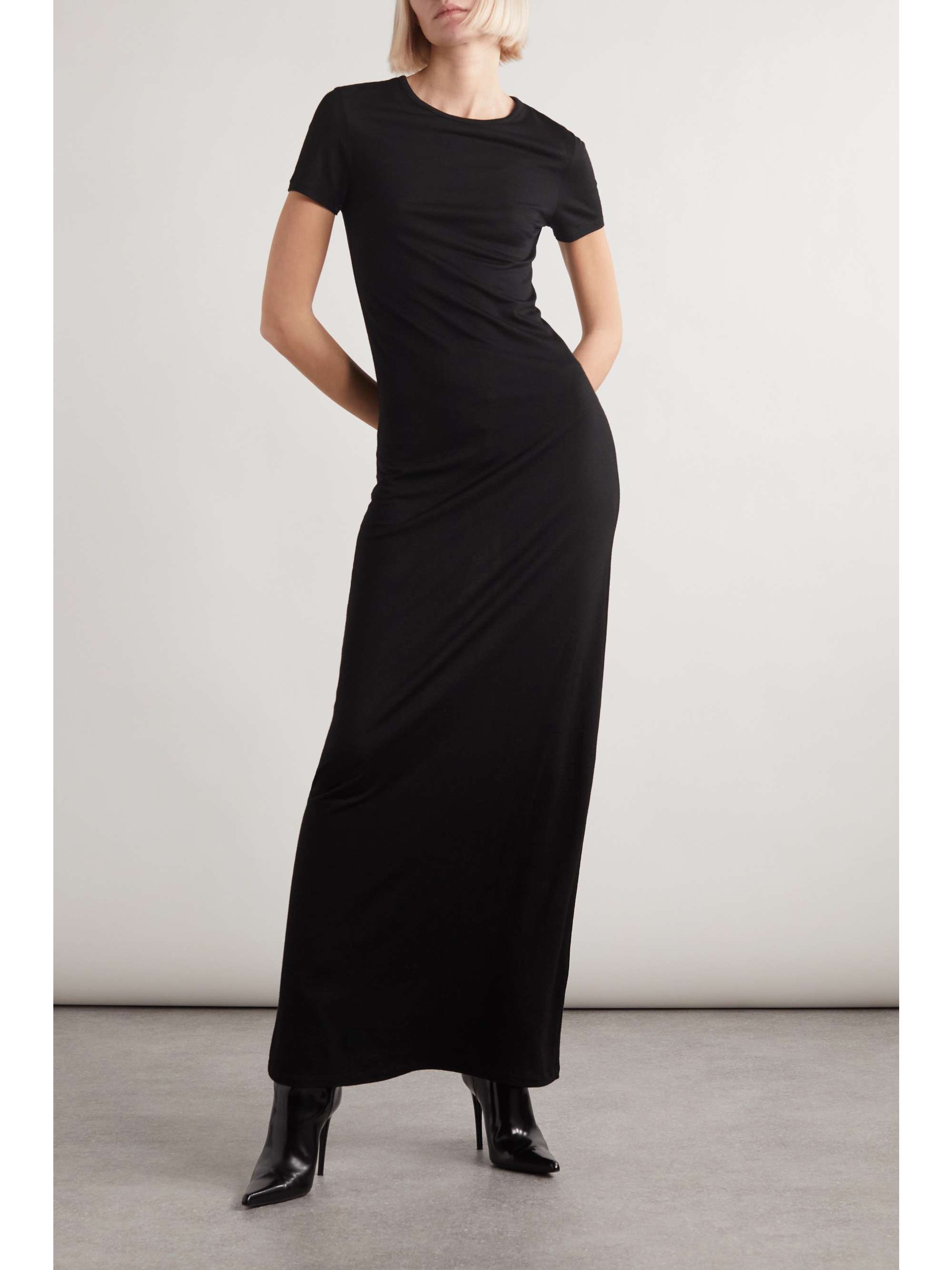 Black jersey sales maxi dress