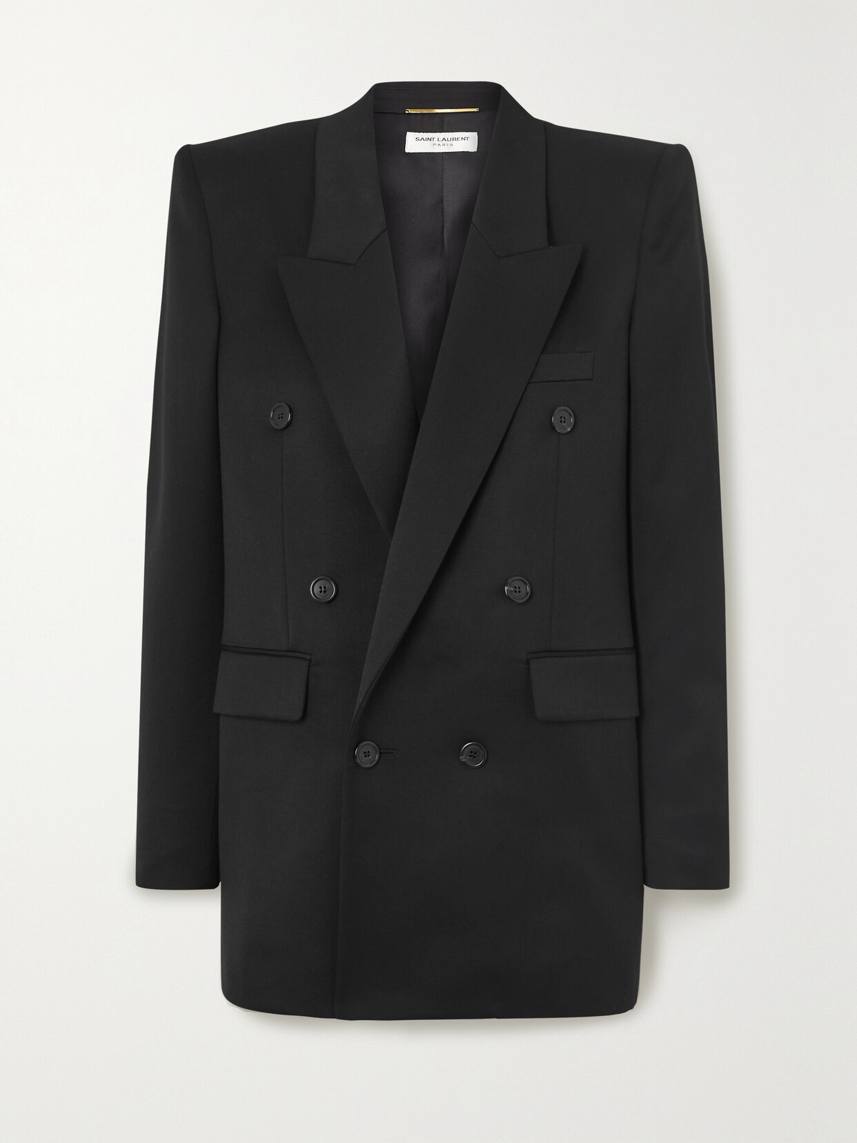 SAINT LAURENT - Double-breasted Wool Blazer - Black