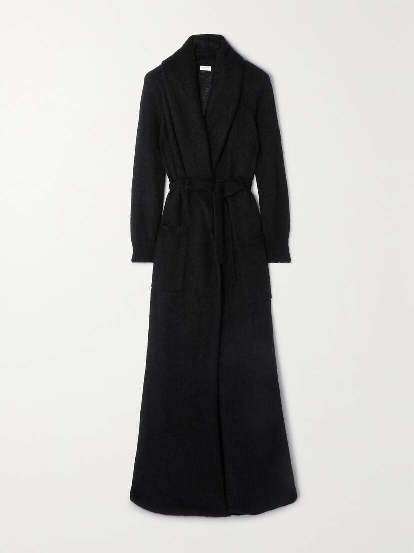 Saint Laurent Belted Mohair-blend Coat