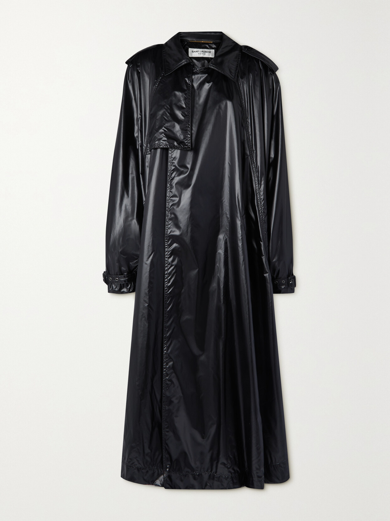 Shop Saint Laurent Oversized Shell Trench Coat In Black