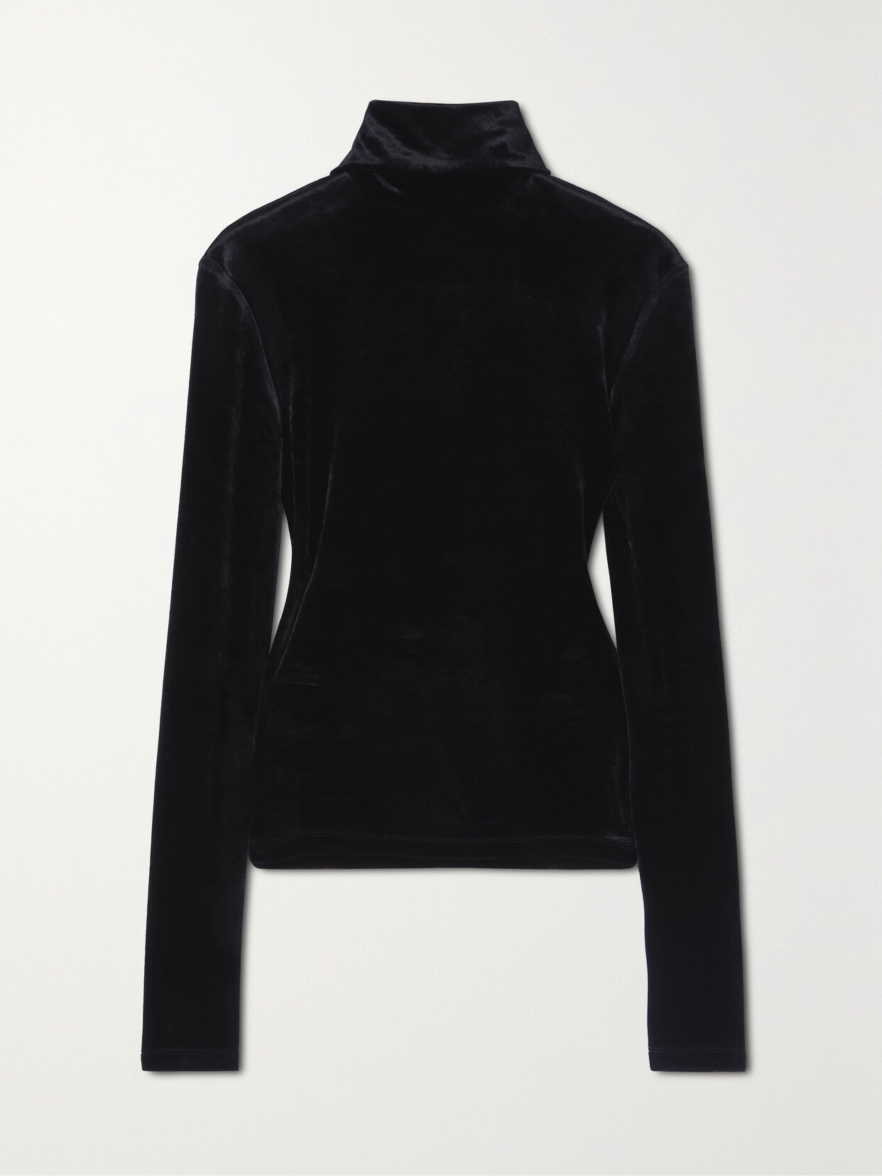 Saint Laurent Stretch-velvet Turtleneck Top In Black