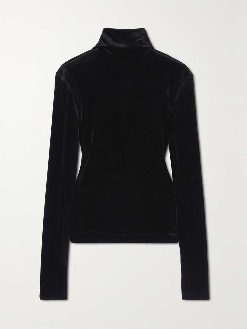 Saint Laurent Stretch-velvet Turtleneck Top
