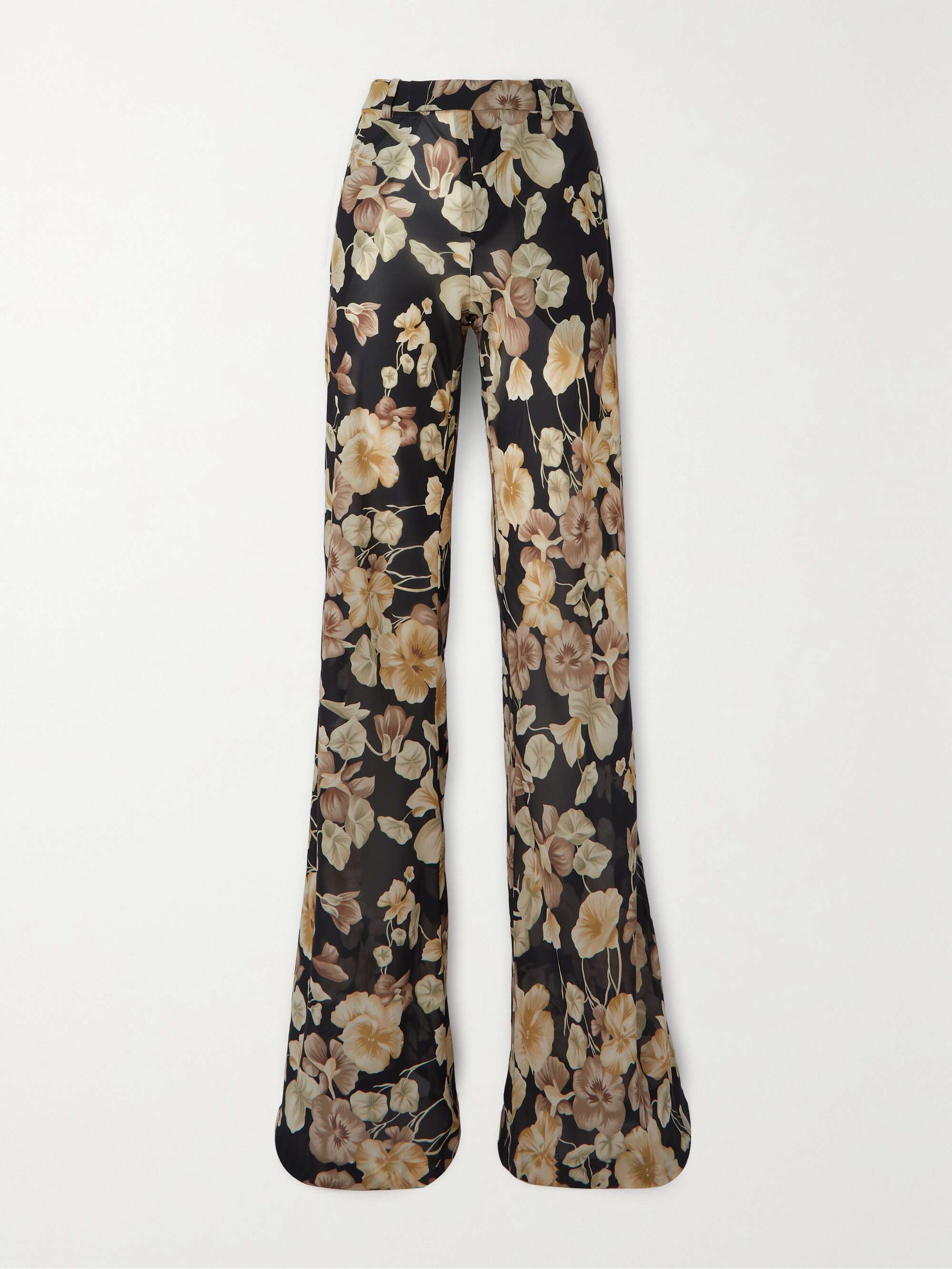 Womens Summer High Waist Floral Printed Pants Belted Wide Straight Leg  Trousers