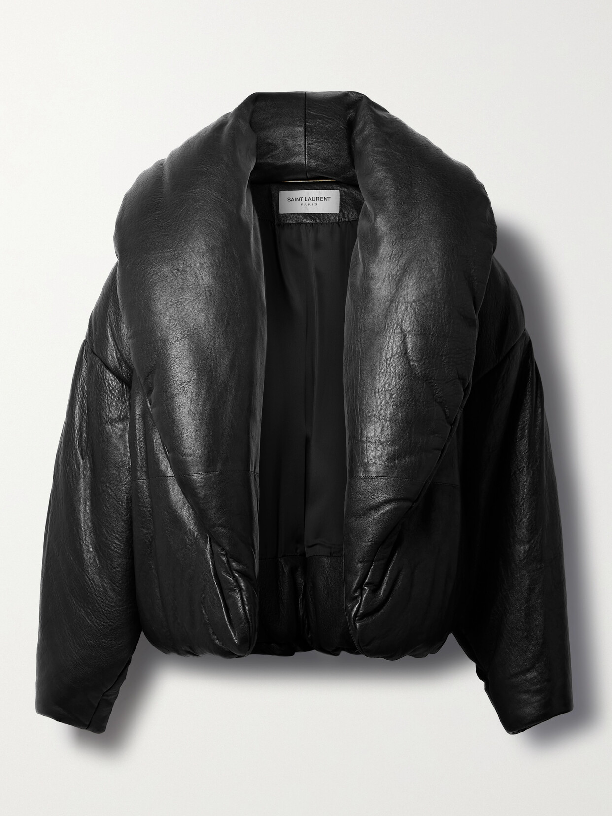 Saint Laurent Padded Textured-leather Jacket In Black