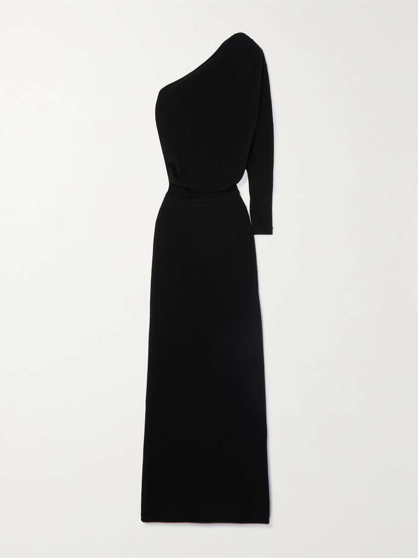 Saint Laurent One-sleeve Draped Cashmere Maxi Dress