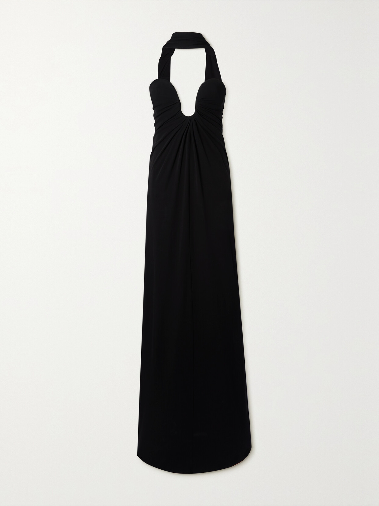 SAINT LAURENT Strapless Draped Crepe Gown - Black