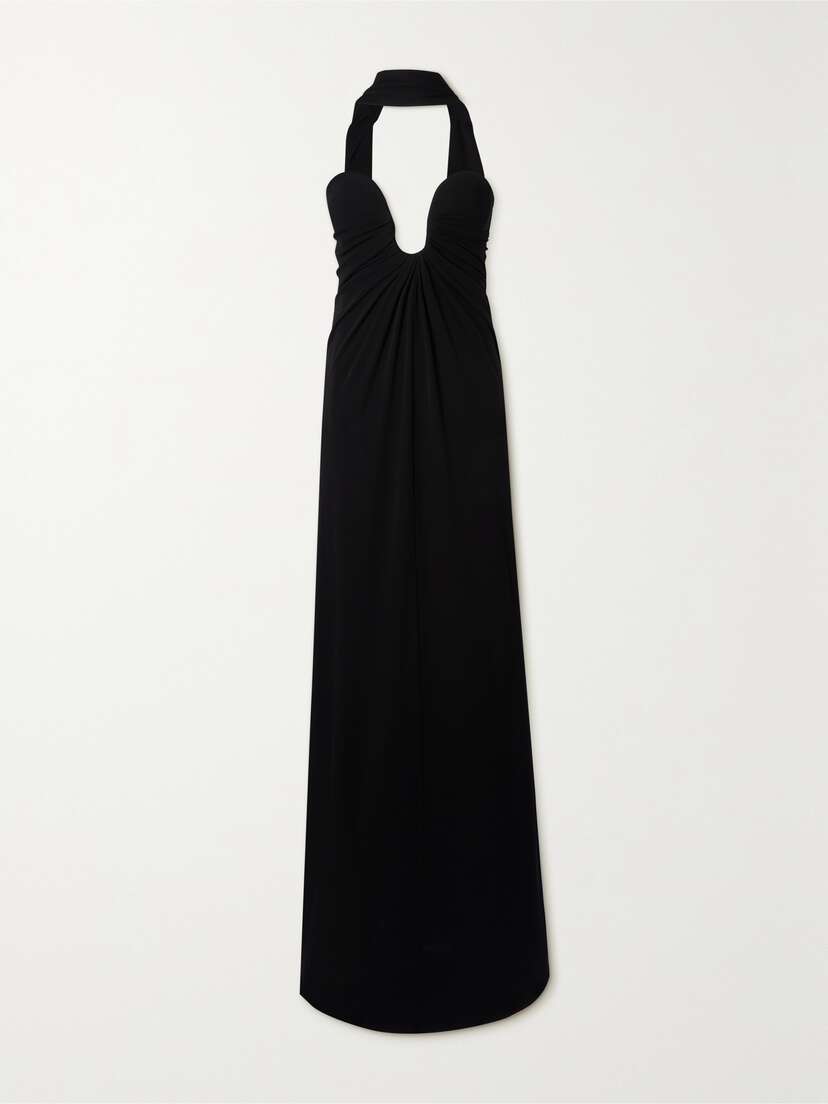 Saint Laurent Strapless Draped Crepe Gown
