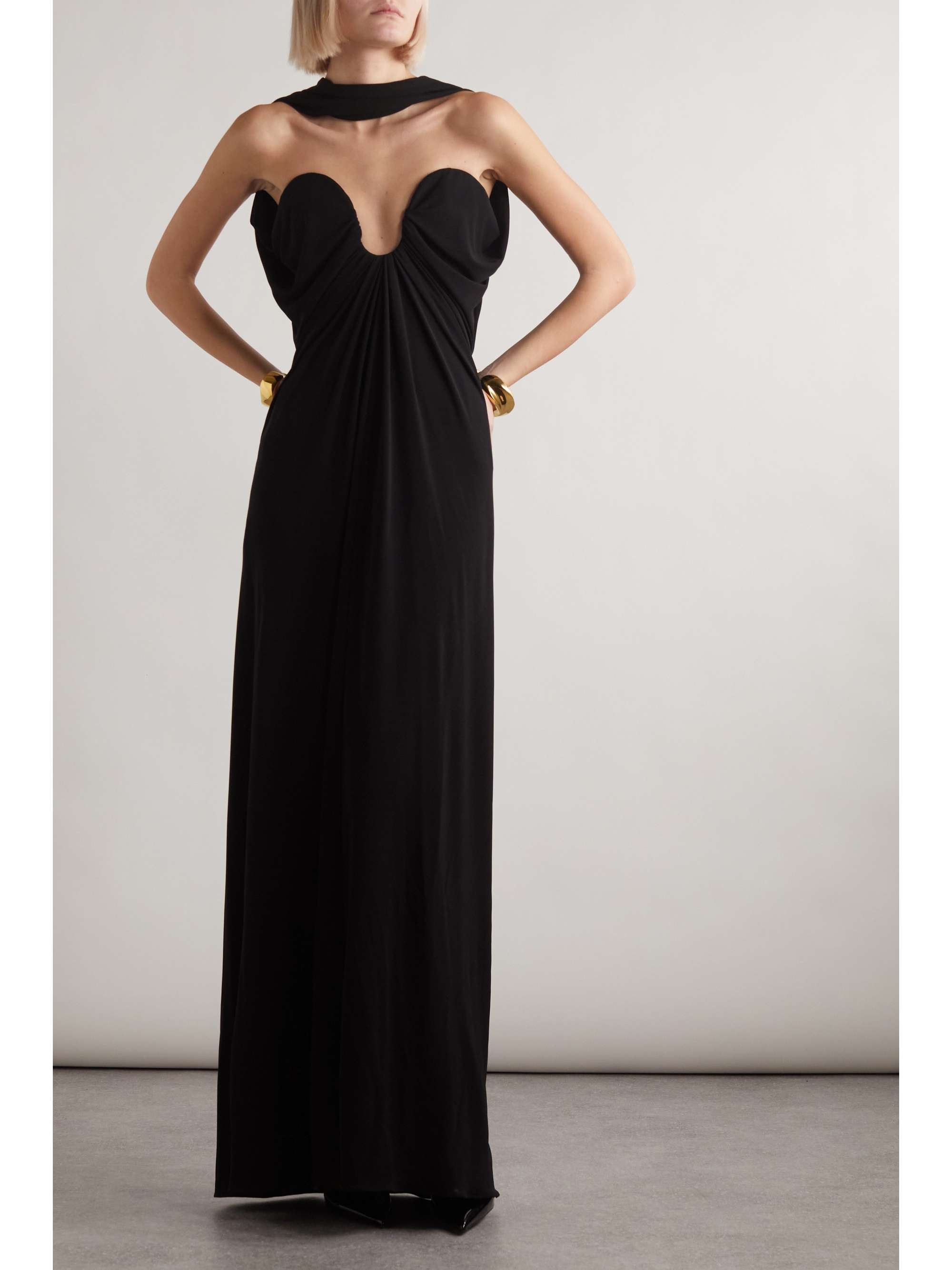 SAINT LAURENT Strapless draped crepe gown NET A PORTER