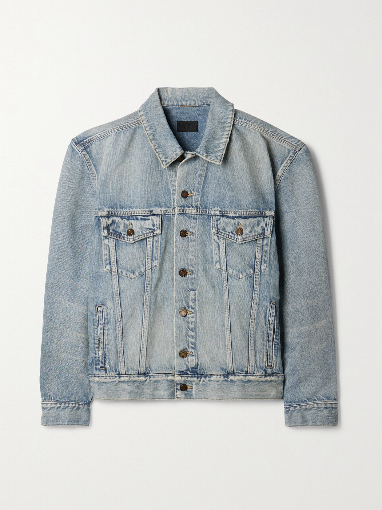 SAINT LAURENT - Frayed Denim Jacket - Blue