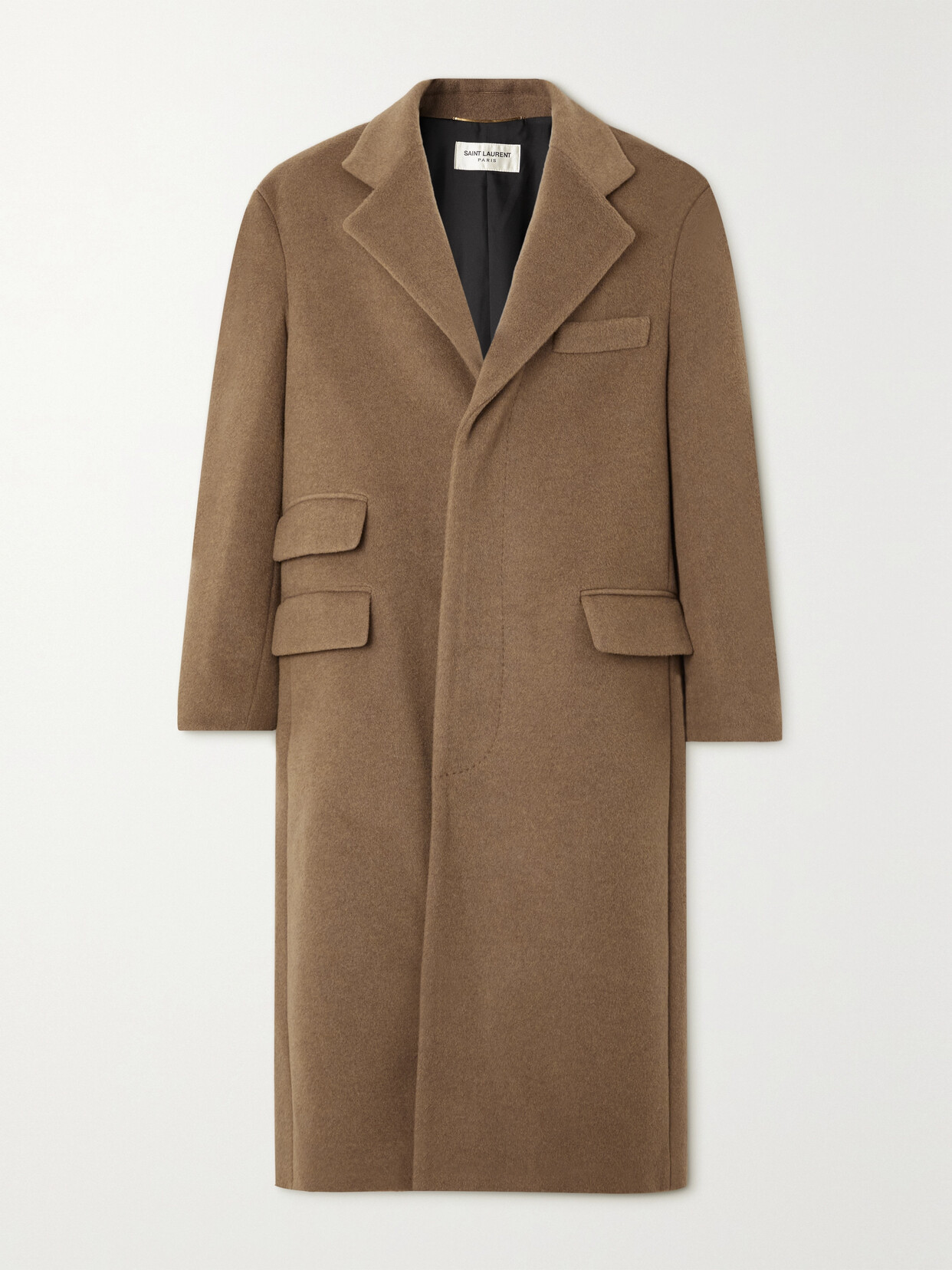 Shop Saint Laurent Brushed Wool-felt Coat In Neutrals