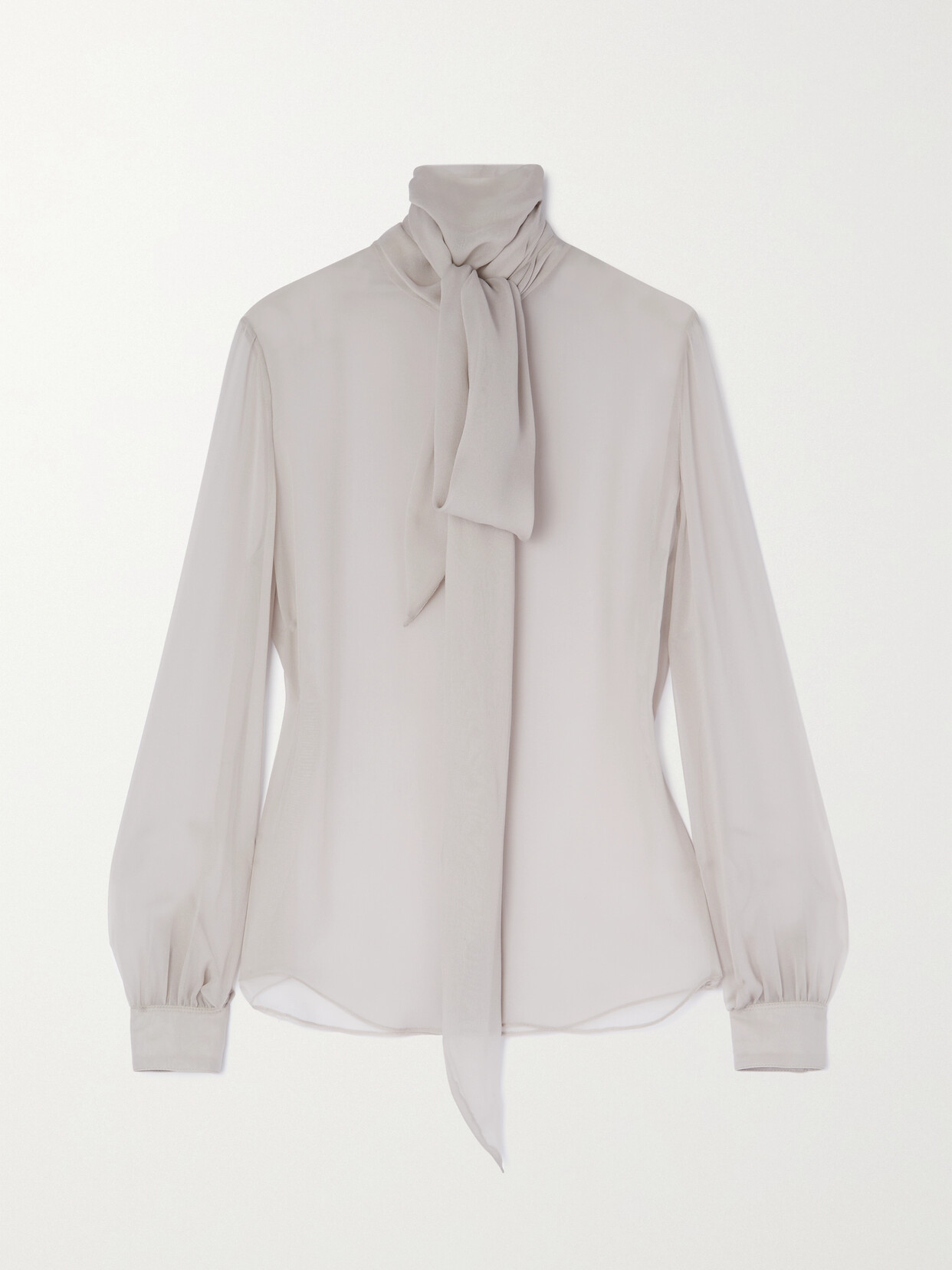 SAINT LAURENT - Tie-detailed Silk-mousseline Blouse - White