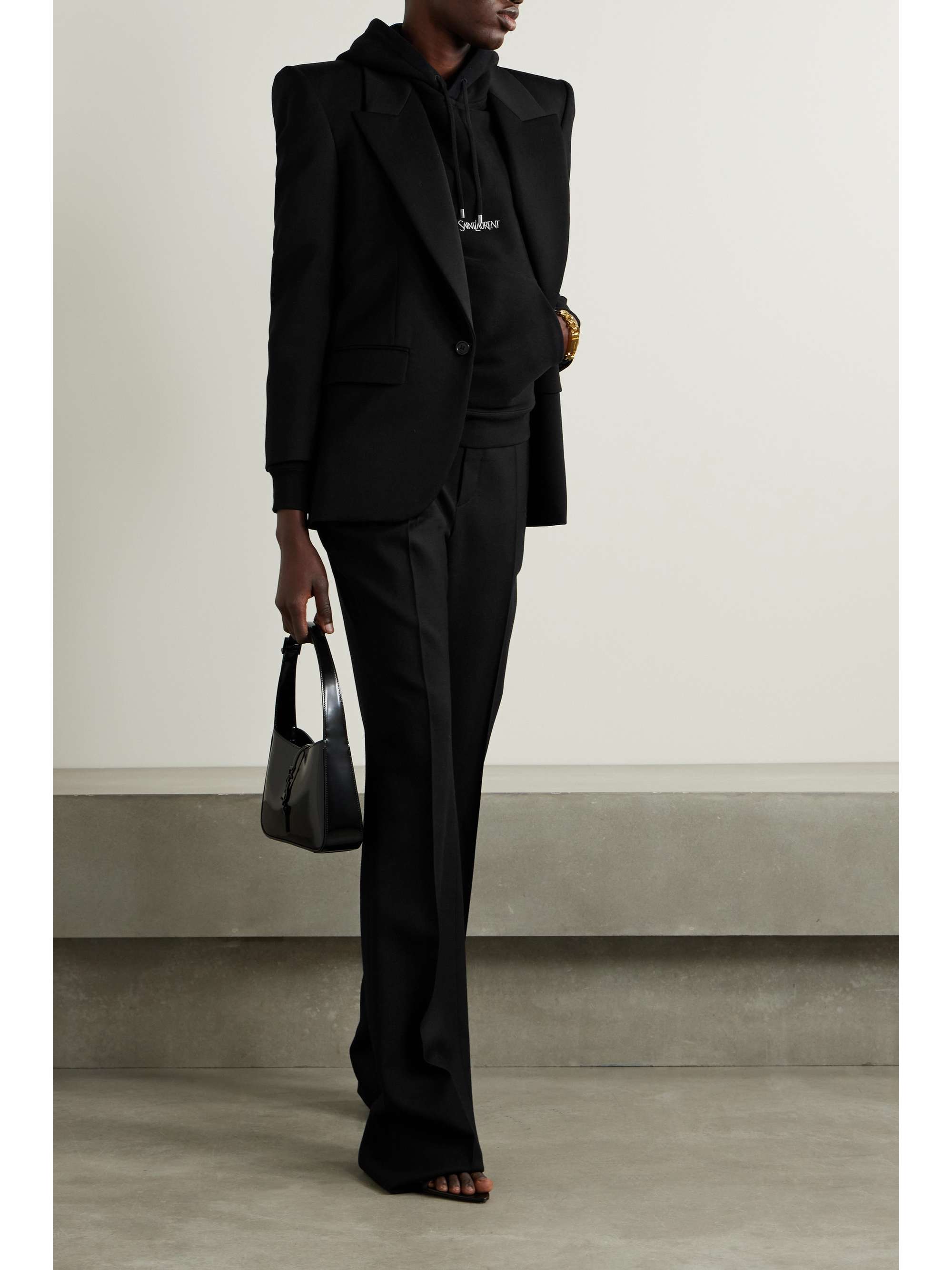 SAINT LAURENT Striped embroidered cotton-jersey hoodie | NET