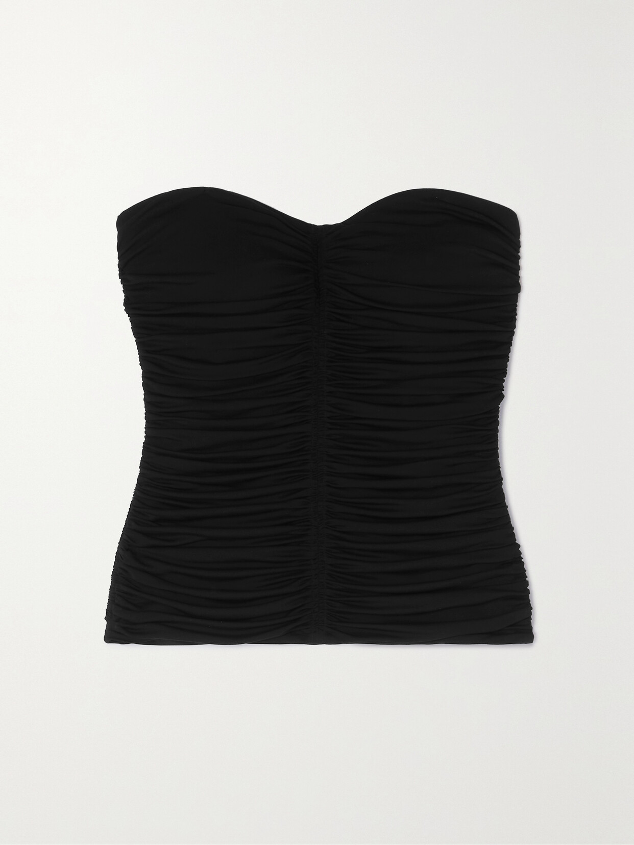 SAINT LAURENT - Strapless Ruched Crepe-jersey Bustier Top - Black