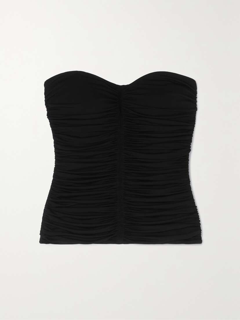 Saint Laurent Strapless Ruched Crepe-jersey Bustier Top