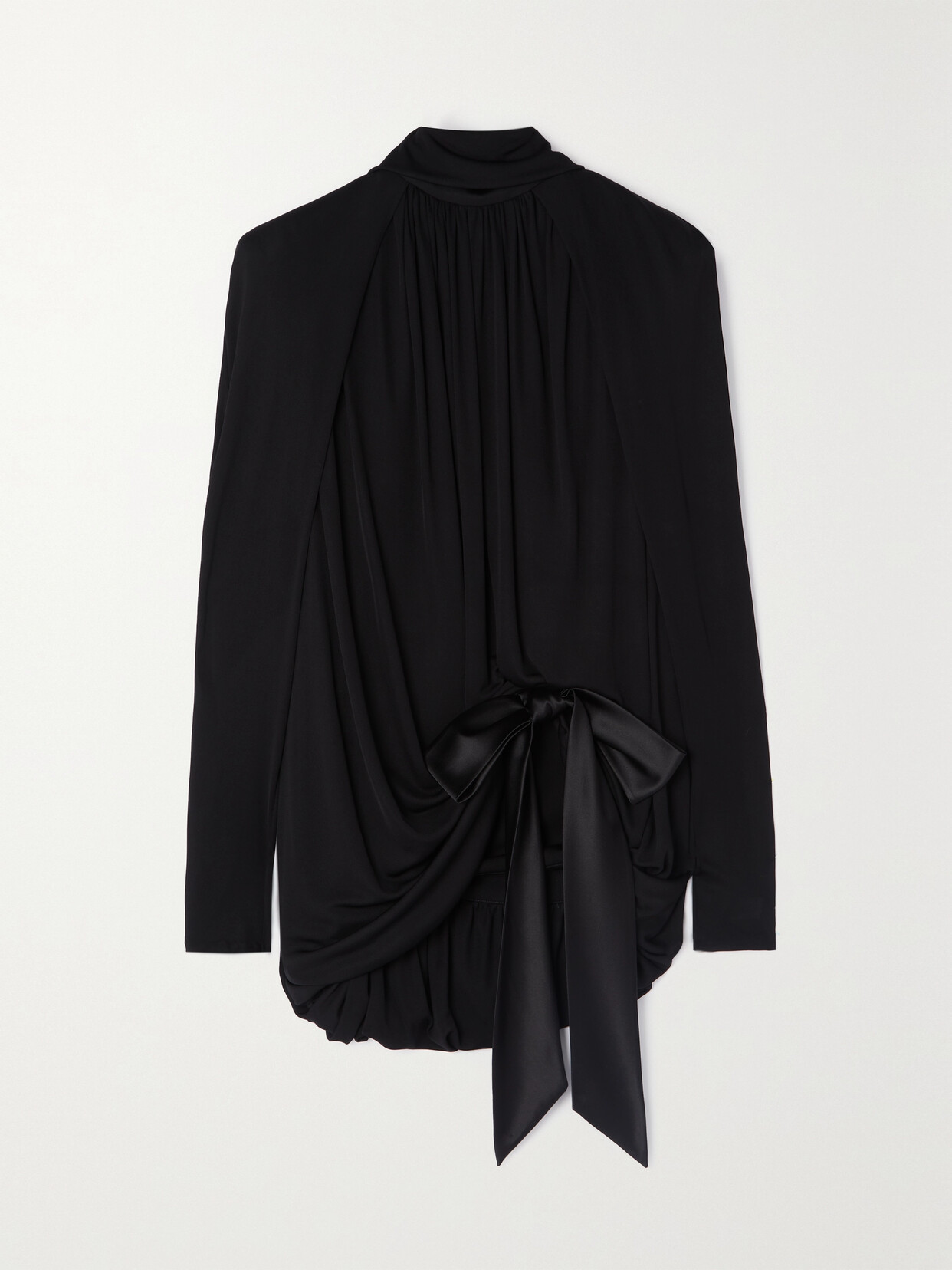 Saint Laurent High-neck Draped Minidress In Black
