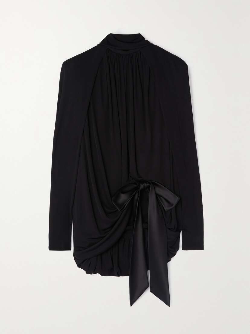 Saint Laurent Silk Satin-trimmed Jersey Mini Dress