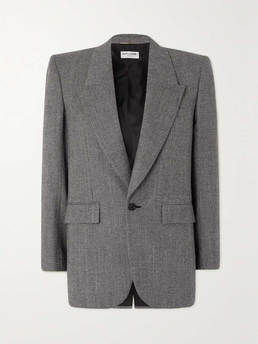 Saint Laurent Prince Of Wales Checked Wool Blazer
