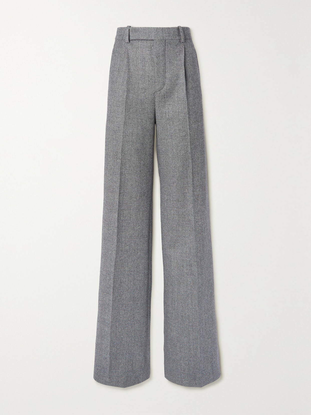 SAINT LAURENT - Houndstooth Wool Wide-leg Pants - Gray