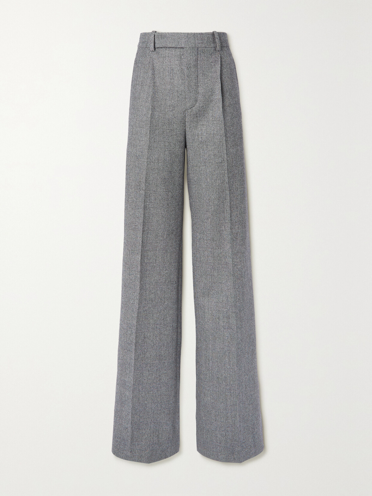 SAINT LAURENT - Houndstooth Wool Wide-leg Pants - Gray