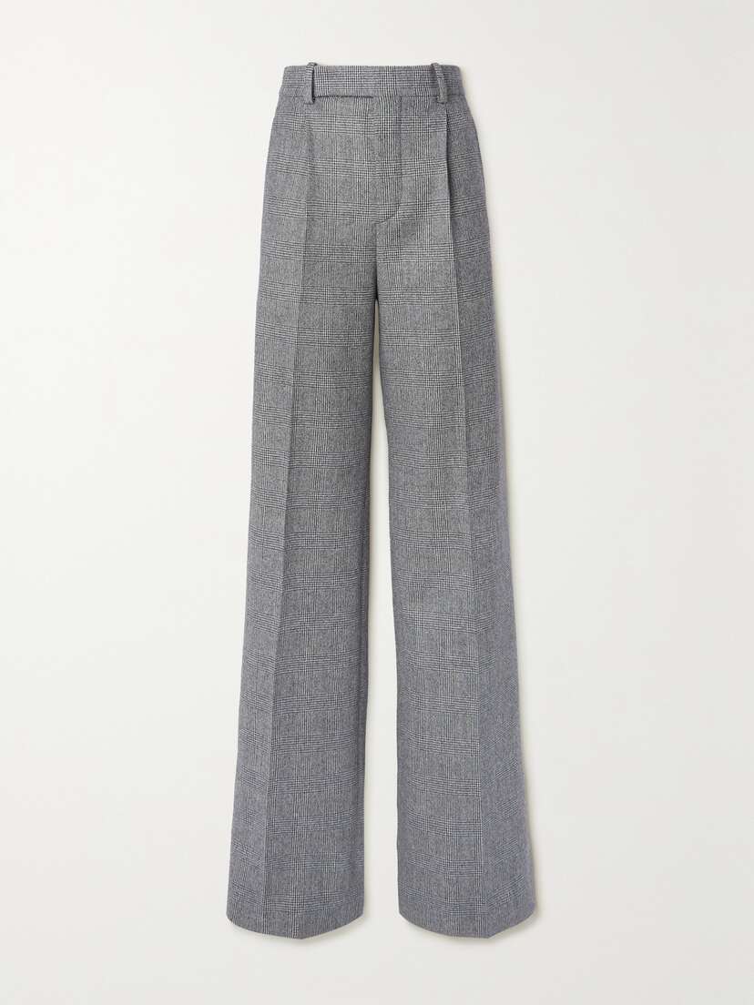 Saint Laurent Houndstooth Wool Wide-leg Pants