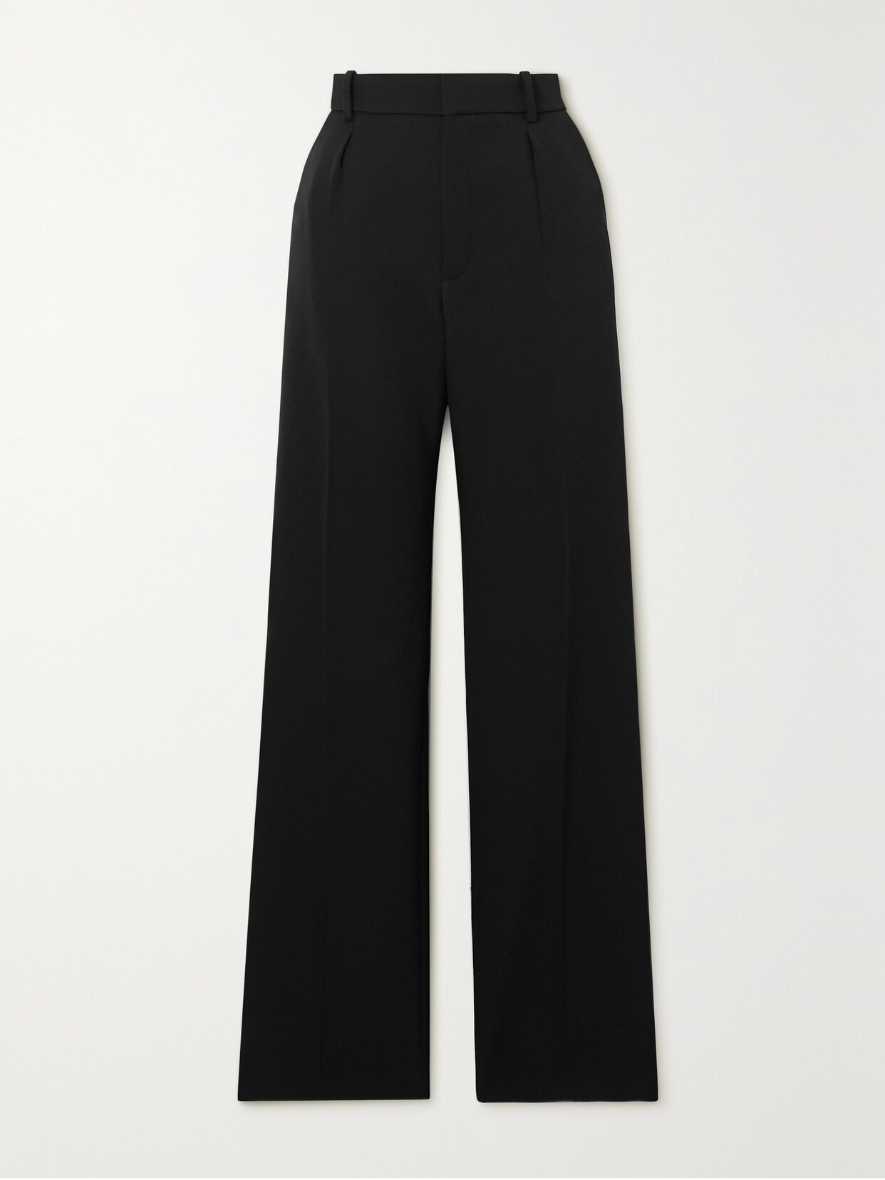 SAINT LAURENT - Pleated Grain De Poudre Wool Straight-leg Pants - Black