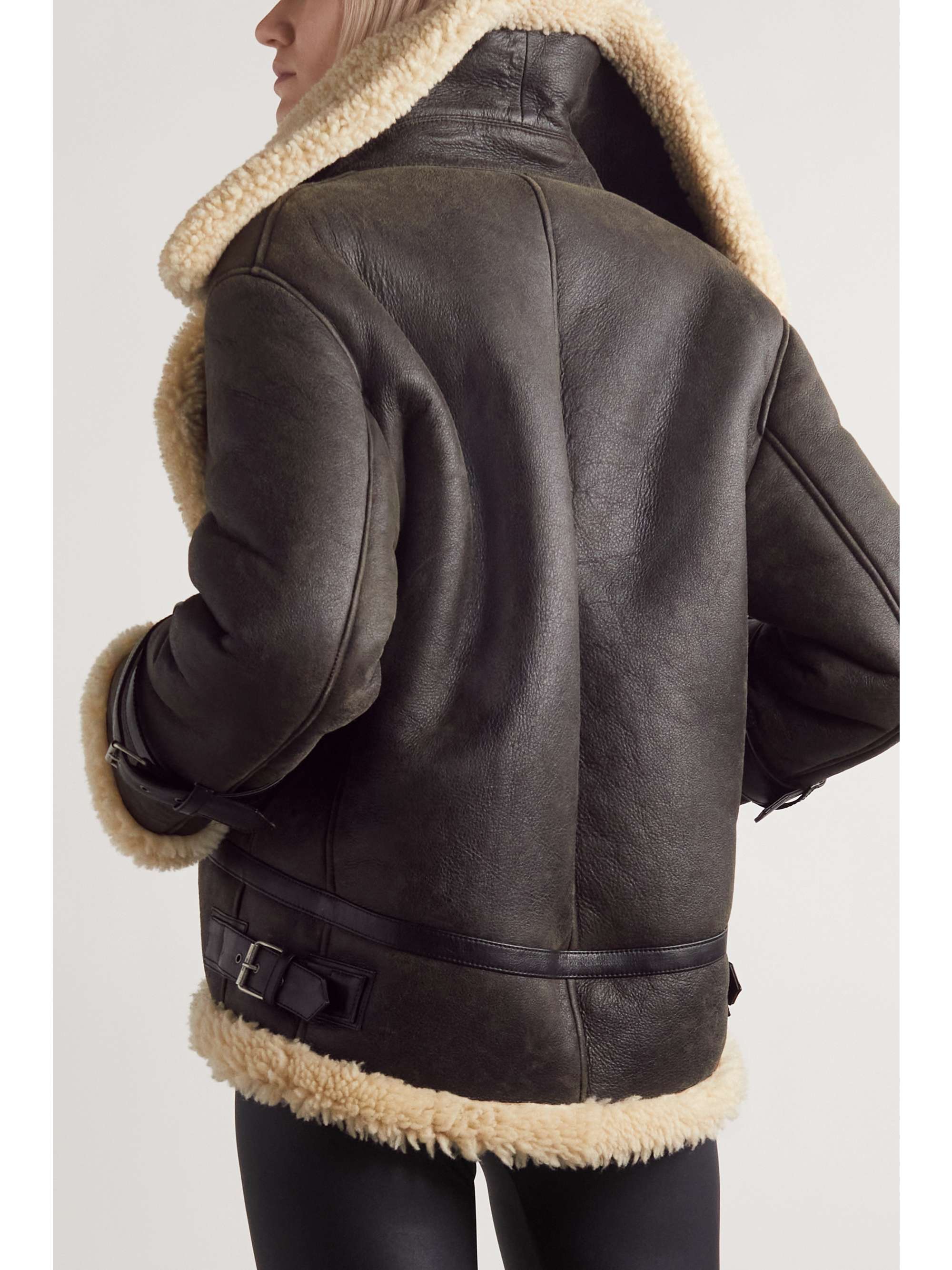 ムートン・ファーコート SAINT LAURENT VINTAGE LEATHER AND SHEARLING BIKER JACKET Saint Laurent Biker Jacket In Vintage Leather And Shearling