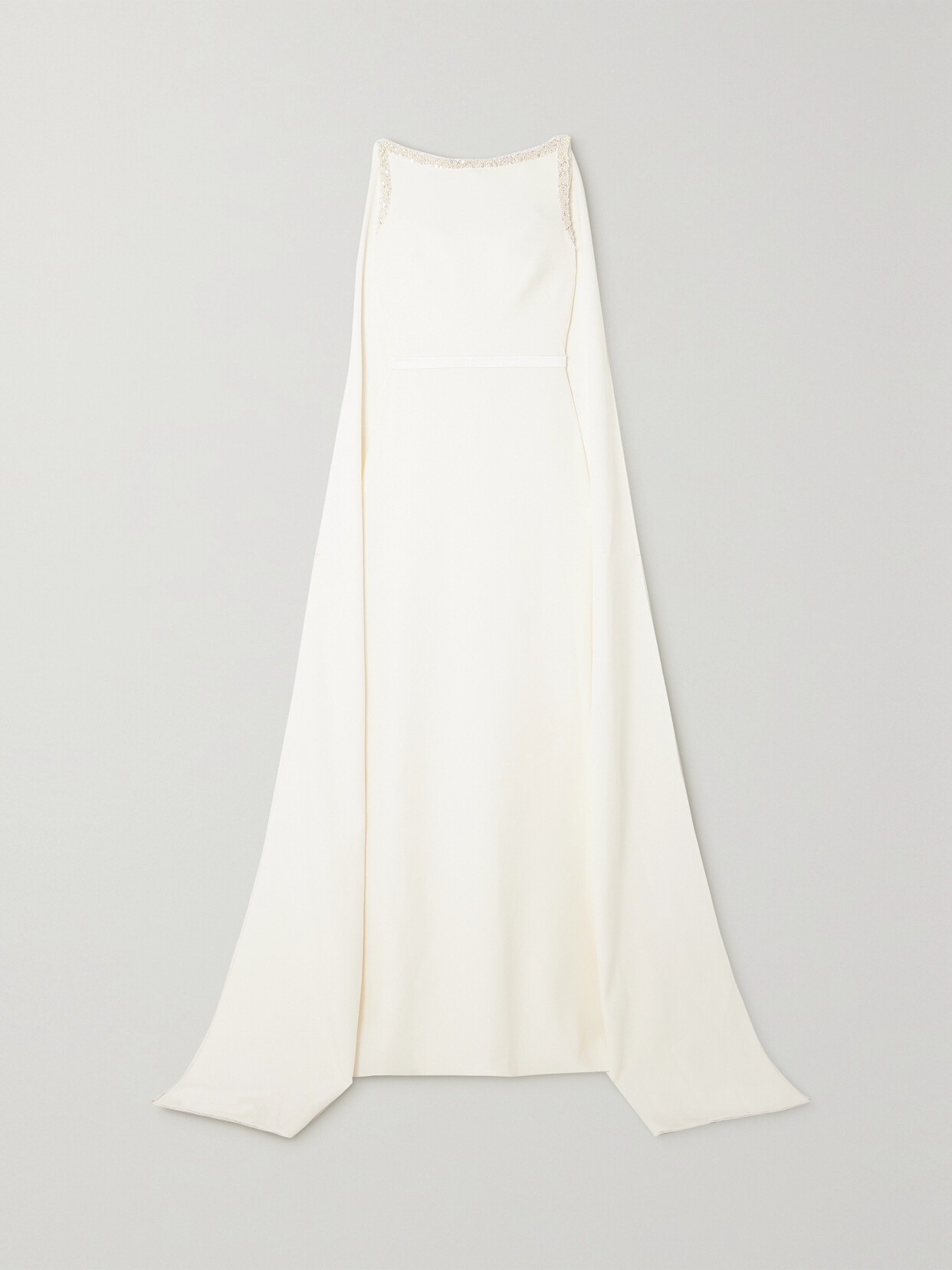 Safiyaa Ginevra Cape-effect Embellished Stretch-crepe Gown In White