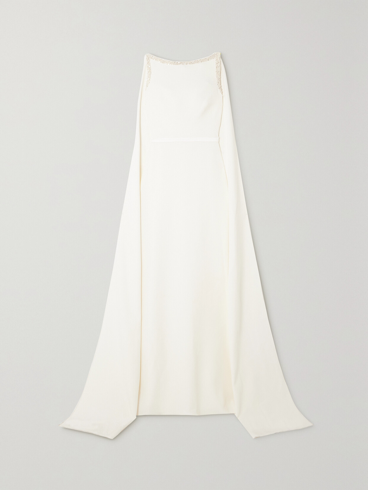 Safiyaa Ginevra Cape-effect Embellished Stretch-crepe Gown In White