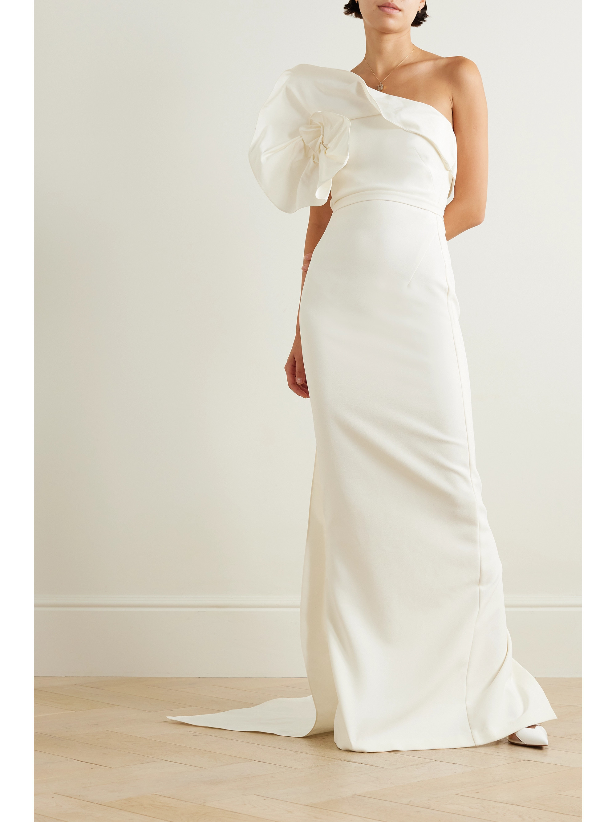 Safiyaa Briannie strapless faille-trimmed stretch-crepe gown