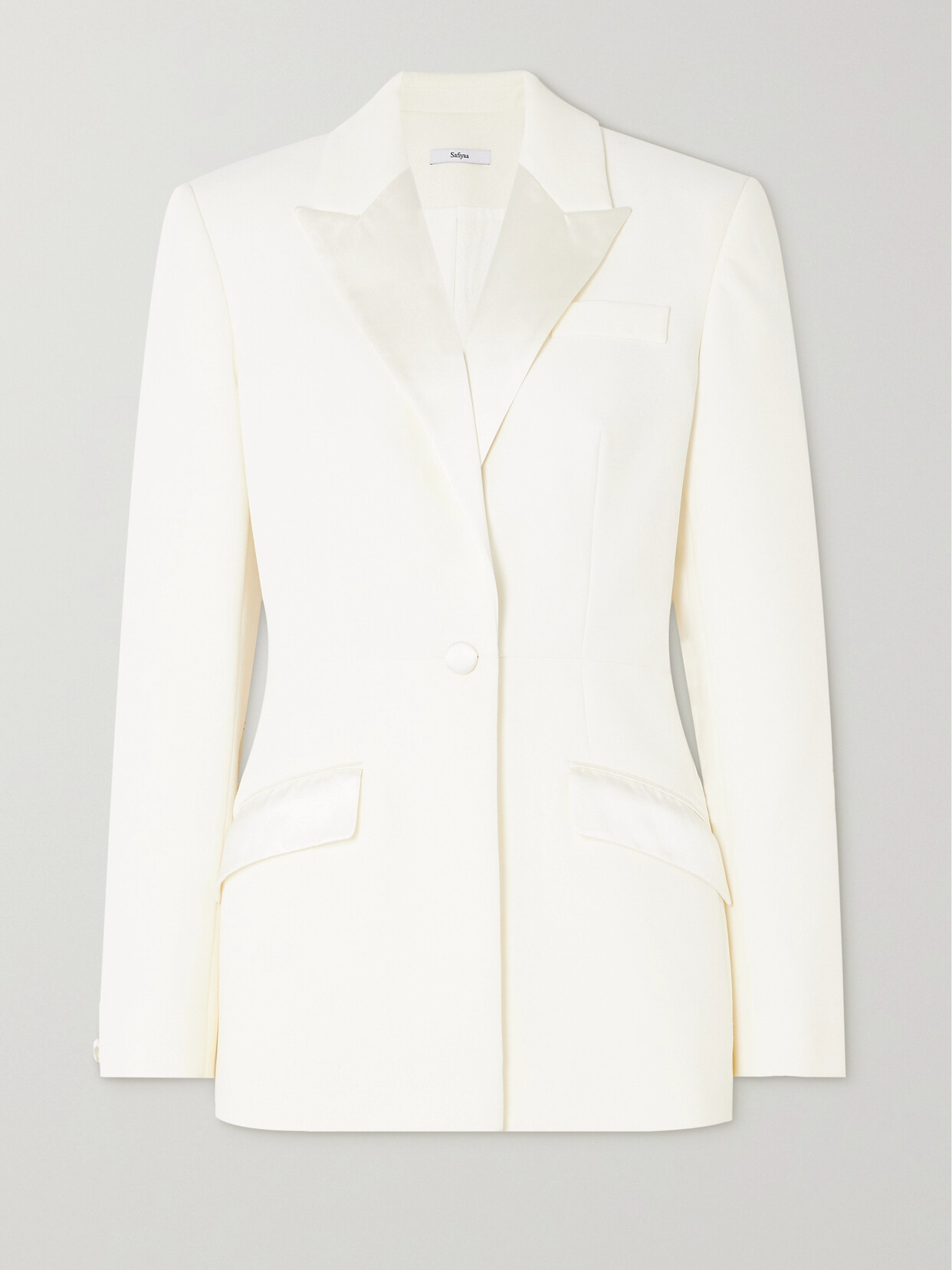 Safiyaa - Arlene Satin-trimmed Stretch-crepe Blazer - White